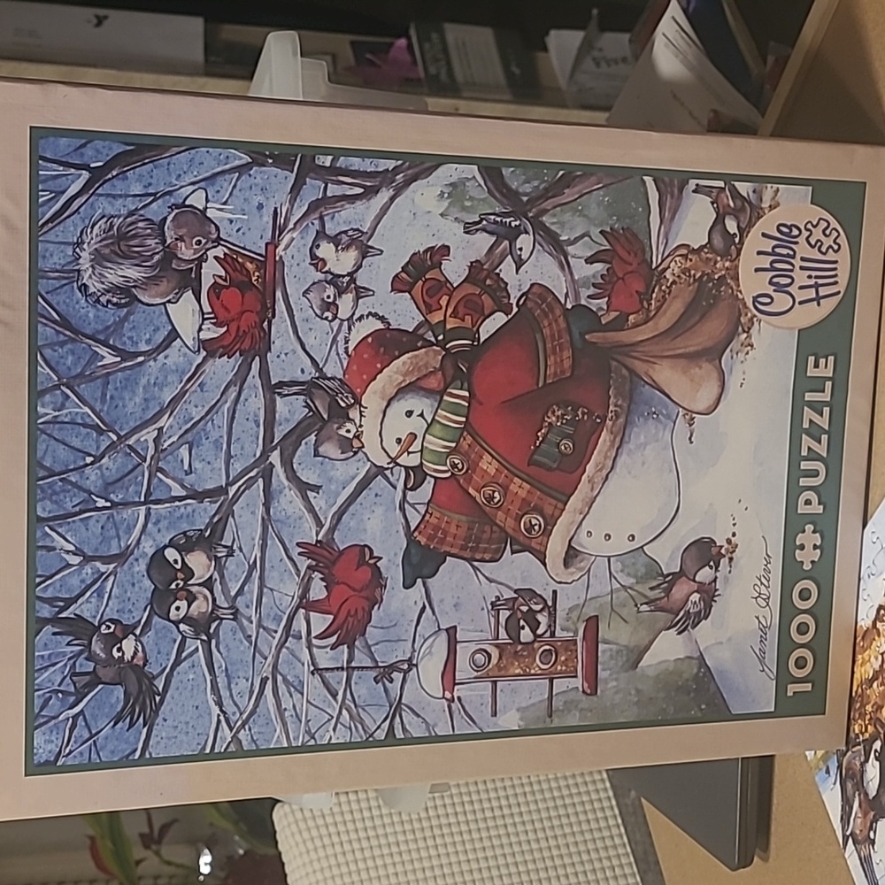 Cobble Hill 1000 piece puzzle Winter Snowman Frosty Feeds His Friends